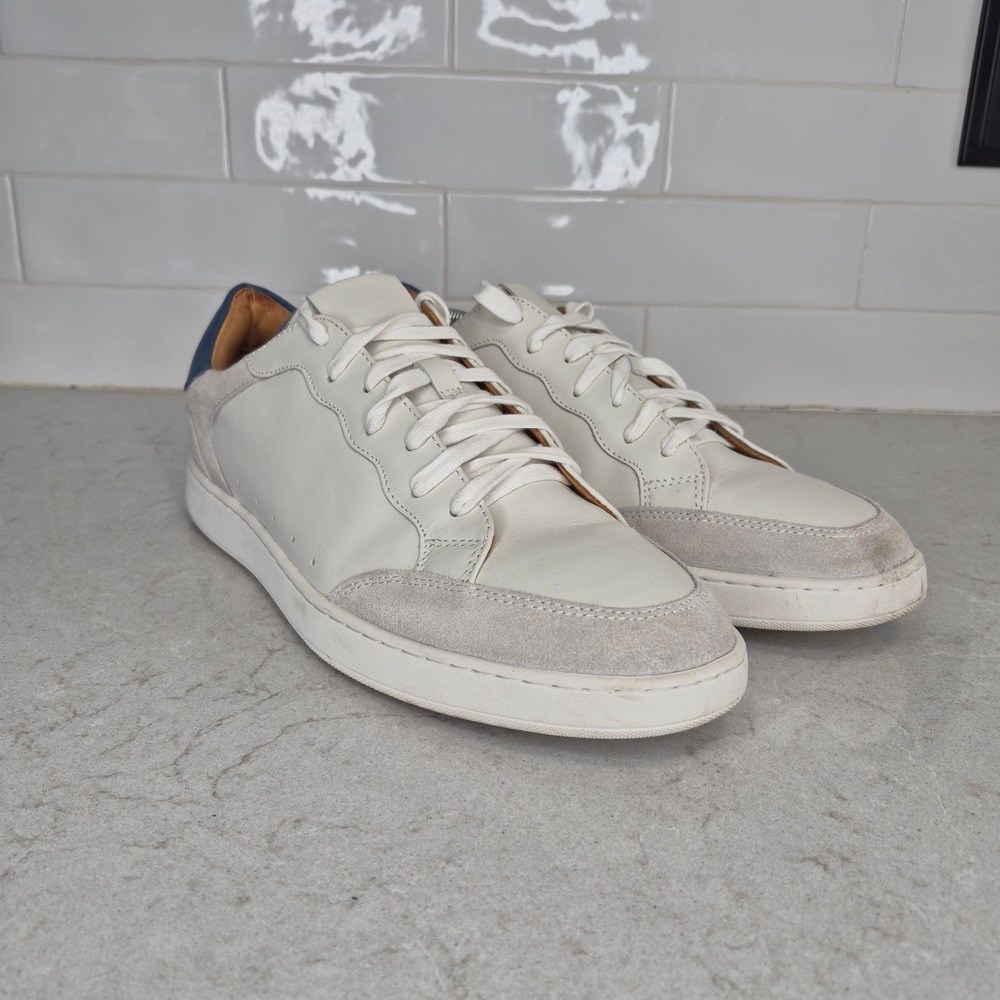 Vittorio Russo‎ Remington Leather Sneakers Suede Trim Size 11 White Mens